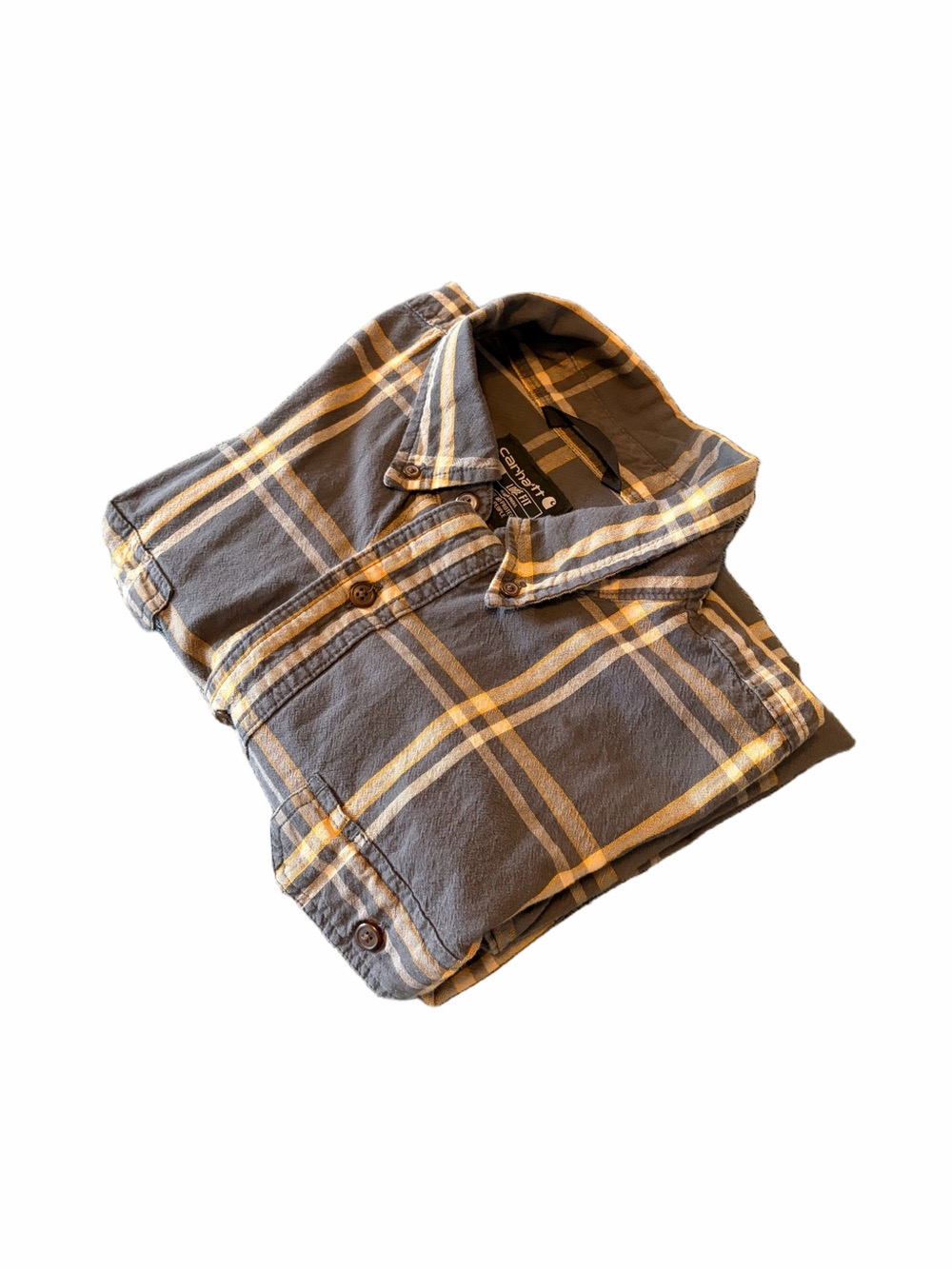 Carhartt Men's Brown & Yellow Plaid Button-Down Shirt Size XL